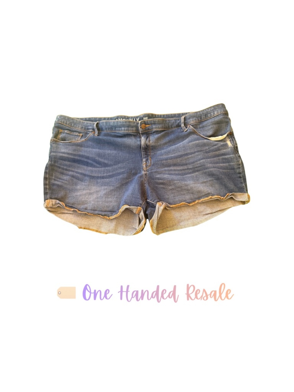 💙 Ava & Viv Faded Blue Roll-Cuff Comfy Denim Shorts EUC 24W